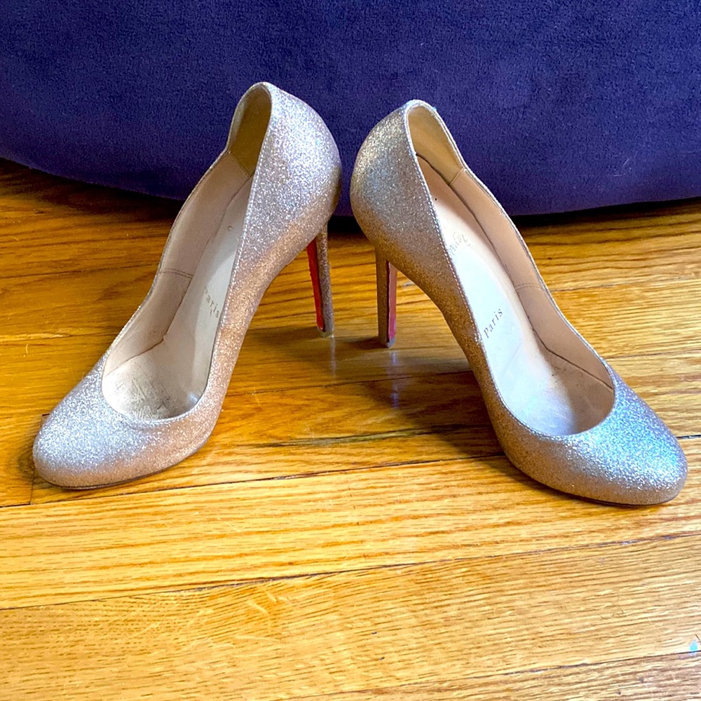 Loved! Christian Louboutin sparkle Creme pink heels